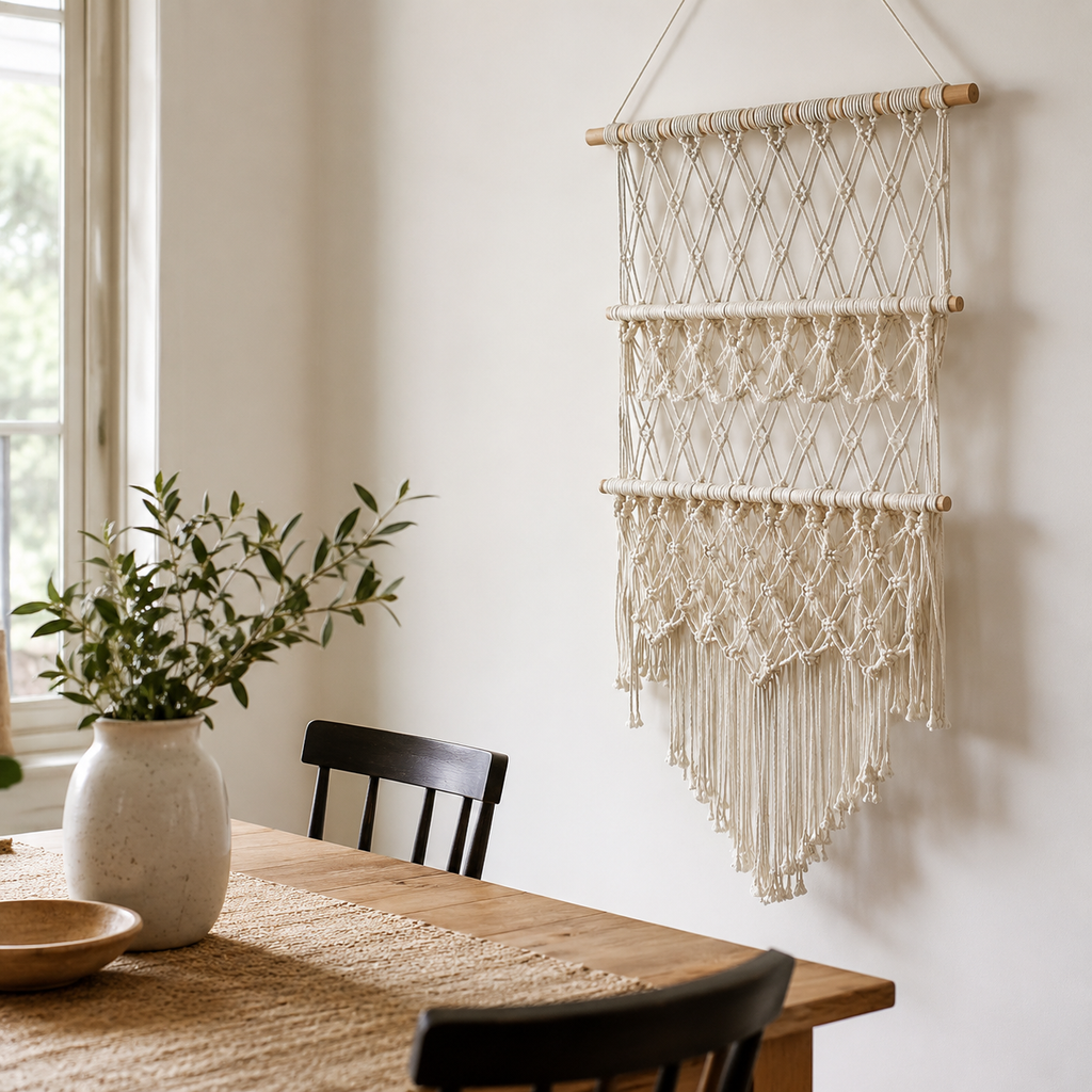 Macrame Wall Hanging – Boho Woven Wall Art Tapestry for Home Decor