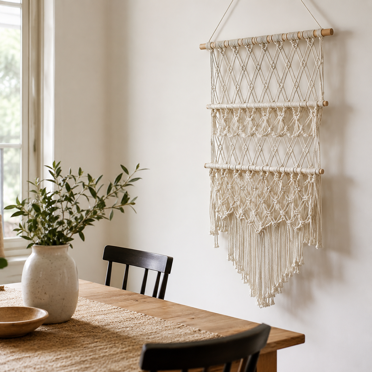 Macrame Wall Hanging – Boho Woven Wall Art Tapestry for Home Decor