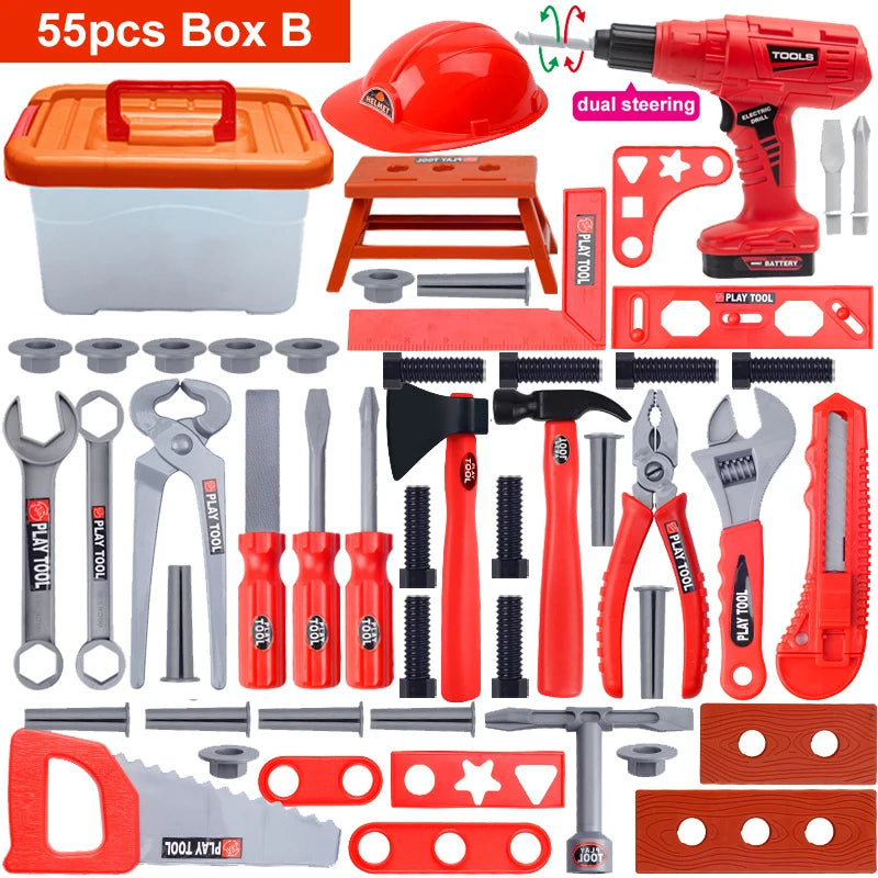 Kids Tool Play Set – Electric Toy Drill & Chainsaw Pretend Tool Kit