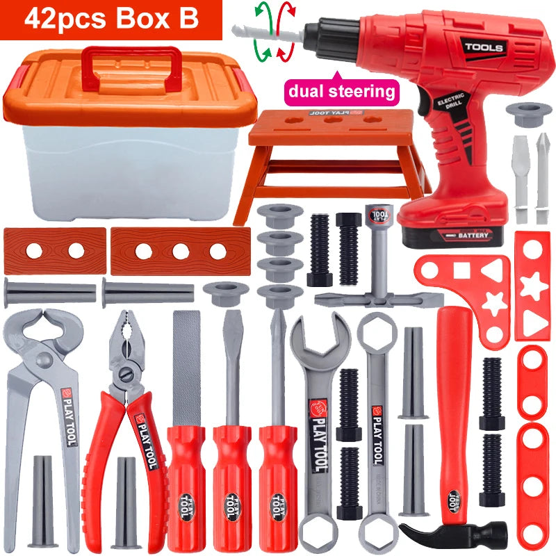 Kids Tool Play Set – Electric Toy Drill & Chainsaw Pretend Tool Kit