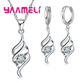 Jewellery Set Women's – 925 Sterling Silver Colour Pendant Necklace & Hoop Earrings