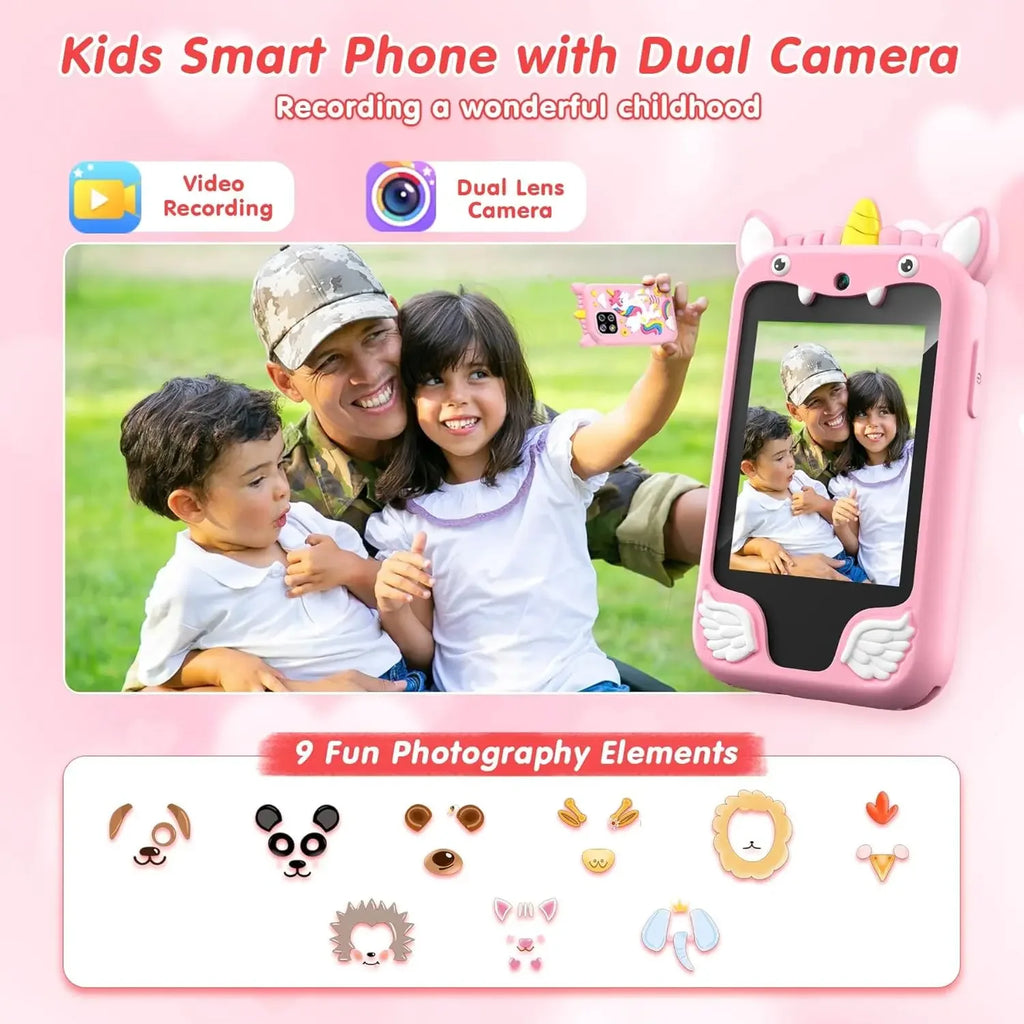Kids Smart Phone Camera Toy – Digital Play Camera for Toddlers, Green/Blue/Pink/Purple