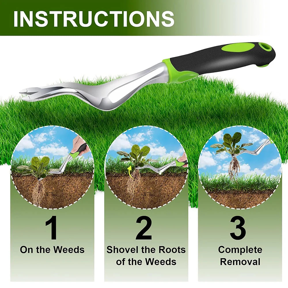 Hand Weeder Tool – Ergonomic Weed Puller Digger for Garden Weeding, Green/Orange/Yellow