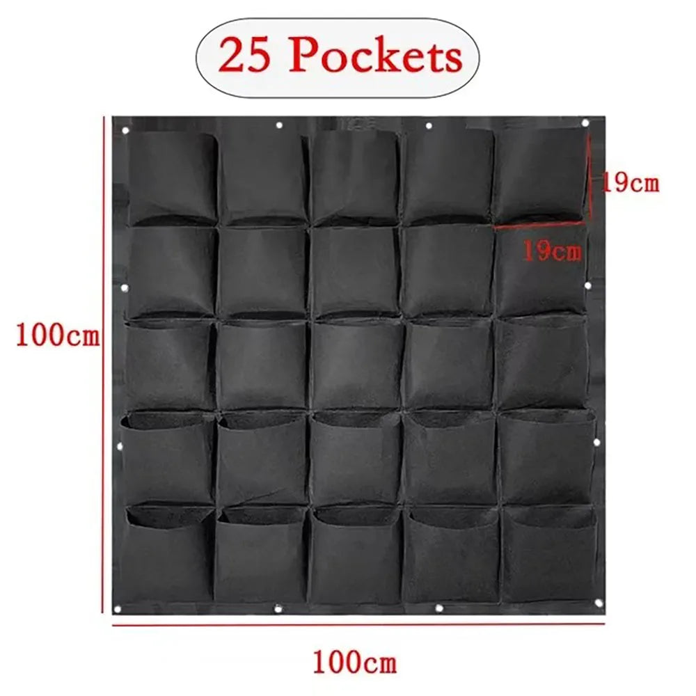 Vertical Garden Planter – Wall-Mounted Hanging Grow Bag, 9/12/25/36 Pockets, Green/Black