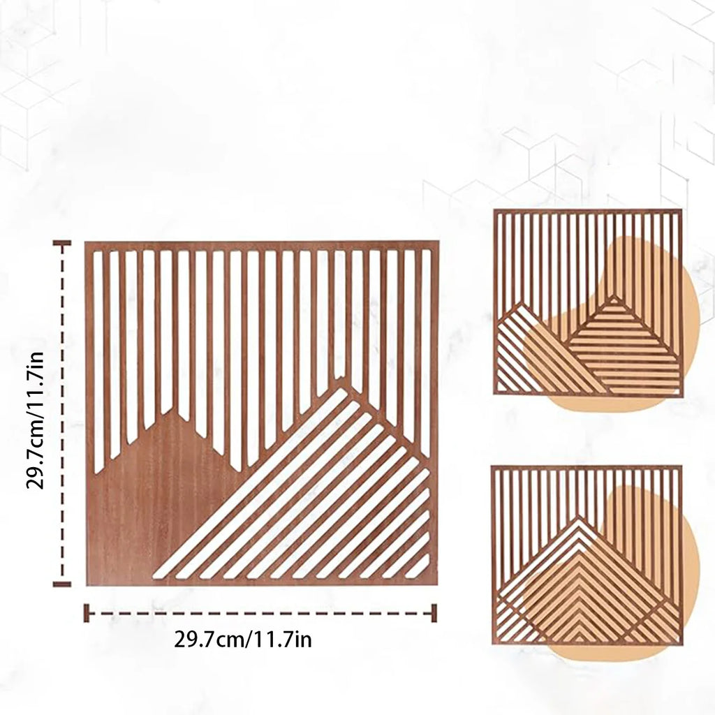 Modern Wood Wall Art – 3-Piece Geometric Wall Decor Set, Chocolate