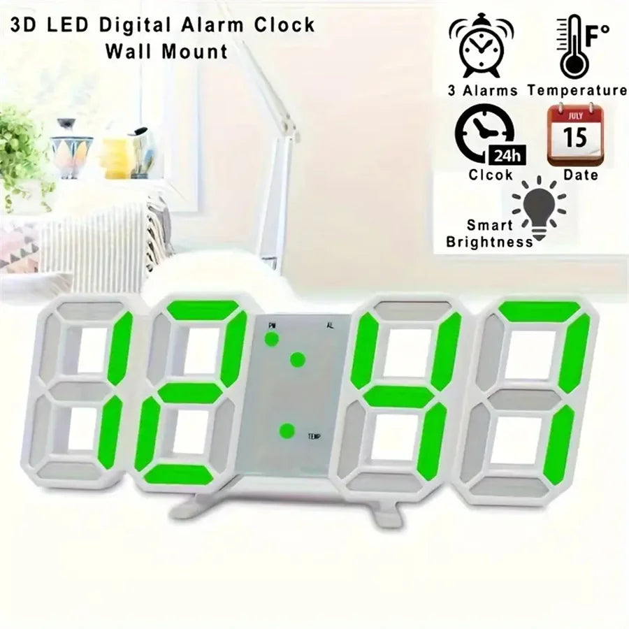 LED Digital Alarm Clock – Bedroom Desk Clock, Blue/White/Green
