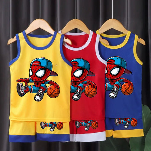Boys Sport Outfit Set – 2-Piece Breathable Mesh Basketball Vest & Shorts, 1-10Y