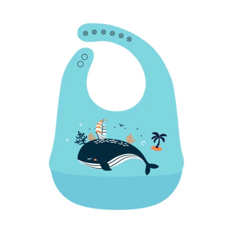 Silicone Baby Bib – Waterproof Feeding Bib with Food Catcher, Animal Designs