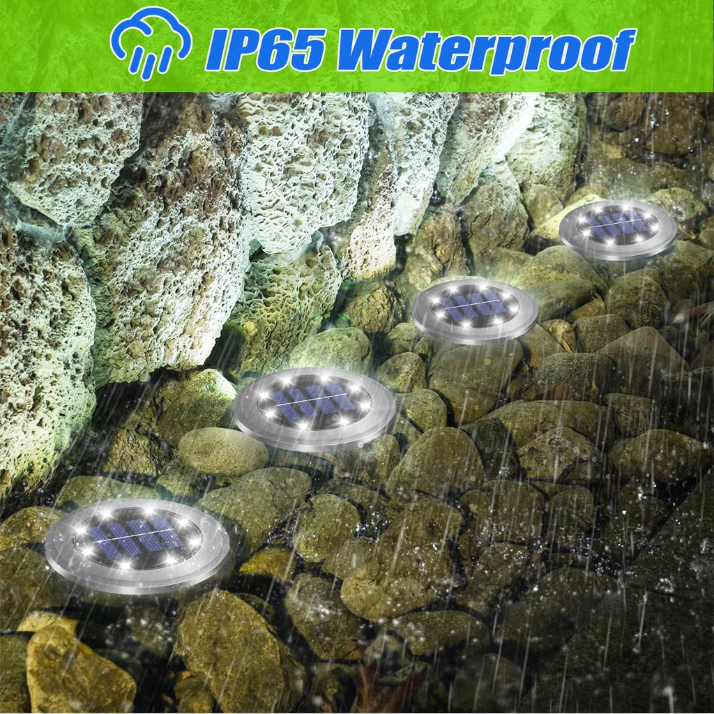 Solar Ground Lights – Waterproof LED In-Ground Landscape Lights, 2-Pack, Warm/Cool White