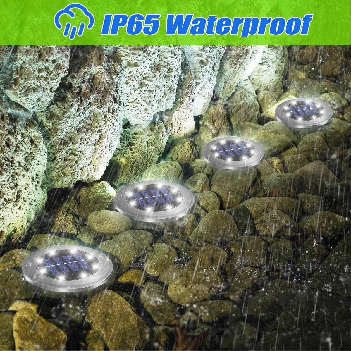 Solar Ground Lights – Waterproof LED In-Ground Landscape Lights, 2-Pack, Warm/Cool White