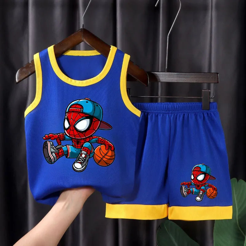 Boys Sport Outfit Set – 2-Piece Breathable Mesh Basketball Vest & Shorts, 1-10Y