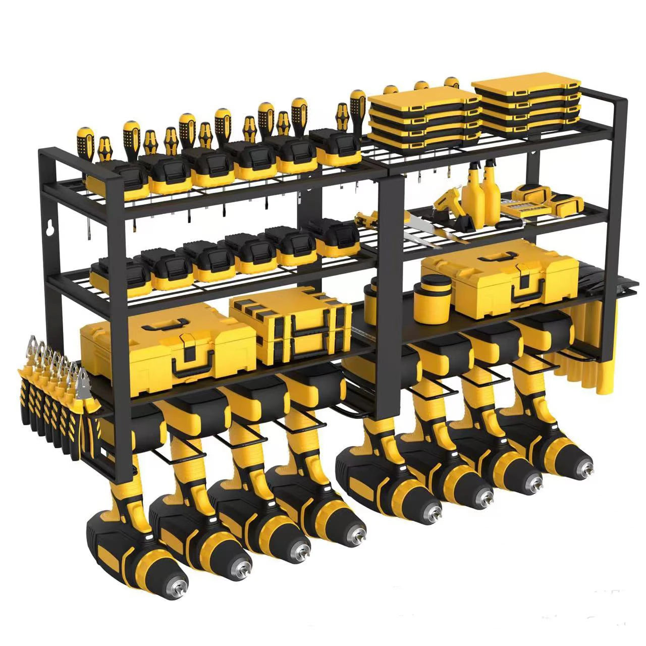 Wall-Mounted Tool Rack – Power Drill Organizer Storage Shelf for Garage & Workshop