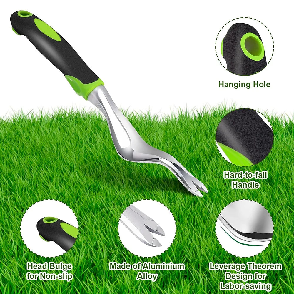Hand Weeder Tool – Ergonomic Weed Puller Digger for Garden Weeding, Green/Orange/Yellow