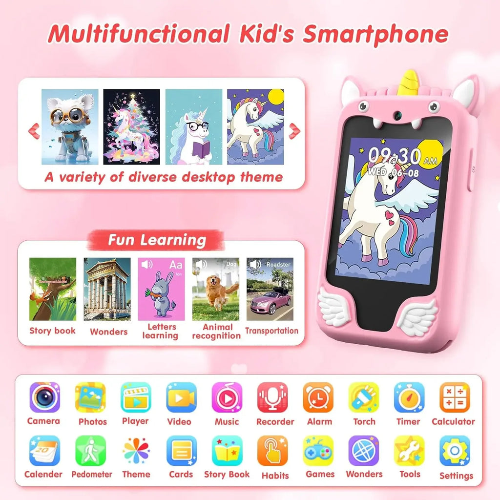 Kids Smart Phone Camera Toy – Digital Play Camera for Toddlers, Green/Blue/Pink/Purple