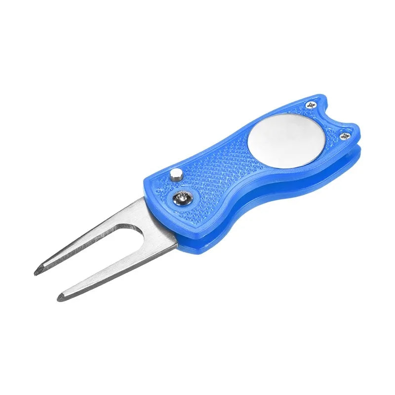 Golf Divot Tool – Foldable Metal Repair Tool with Magnetic Ball Marker
