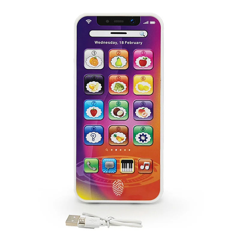 Kids Educational Phone Toy – Toddler Learning Play Phone, Black/White/Green/Purple