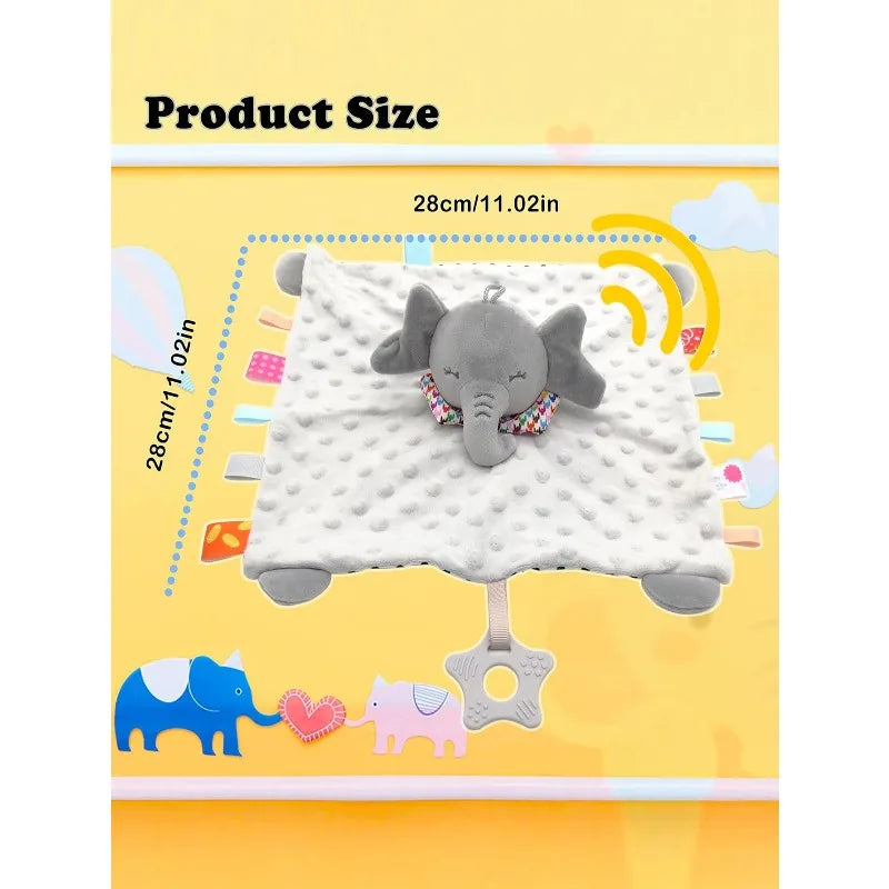 Baby Comforter Blanket – Elephant Soft Soothing Security Towel with Rattle Toy