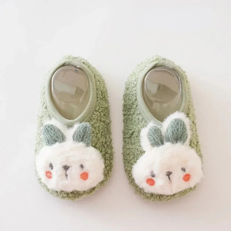 Baby Slipper Socks – Cartoon Rabbit Non-Slip Plush Indoor Floor Slippers, 6M-4Y