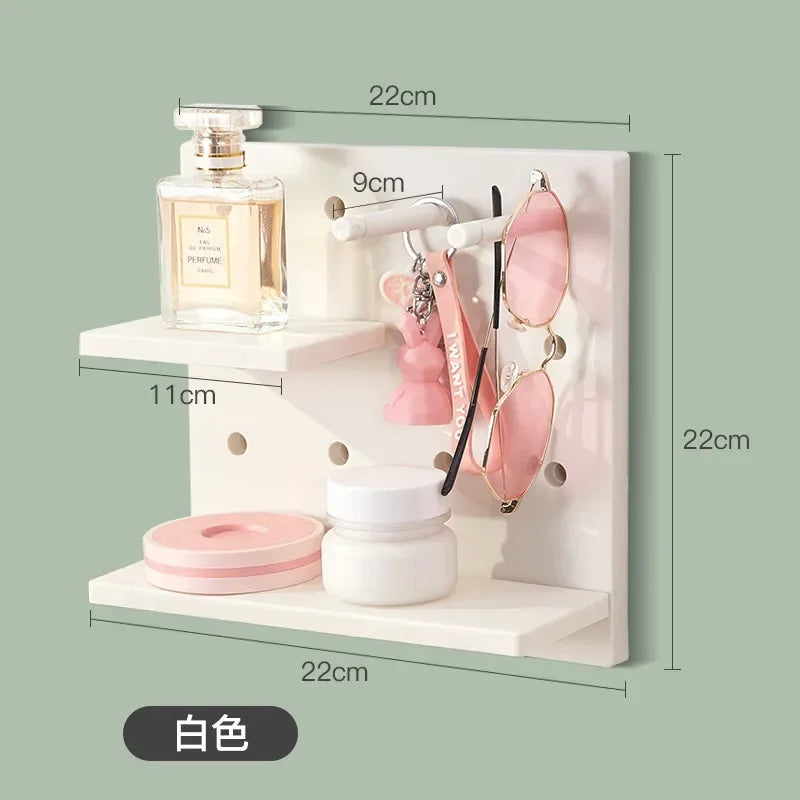 Wall Storage Shelf Rack – Floating Organiser Shelf, Gray/Beige/Ivory/Pink