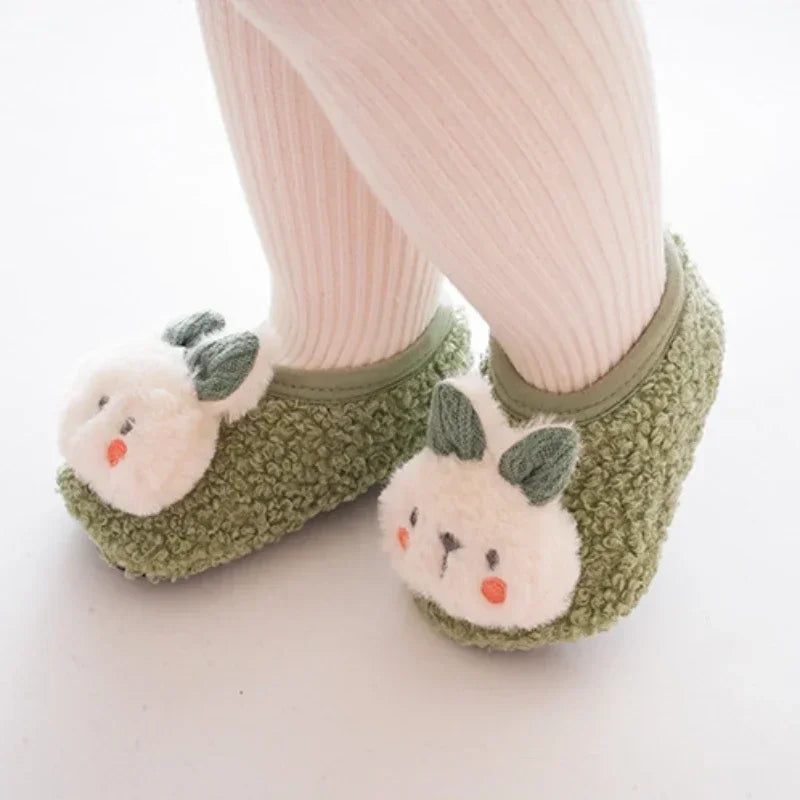 Baby Slipper Socks – Cartoon Rabbit Non-Slip Plush Indoor Floor Slippers, 6M-4Y