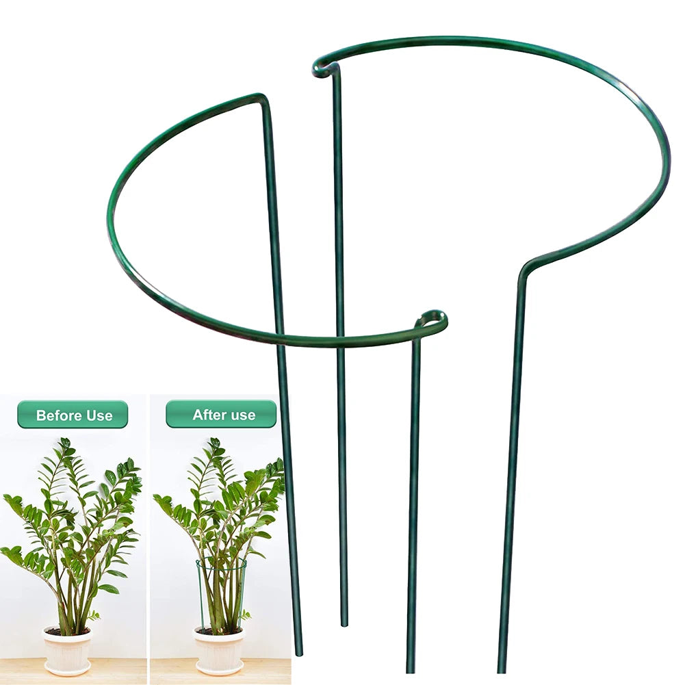 Plant Support Stakes – 2-Pack Sturdy Metal Folding Frame for Flowers & Vegetables, Green