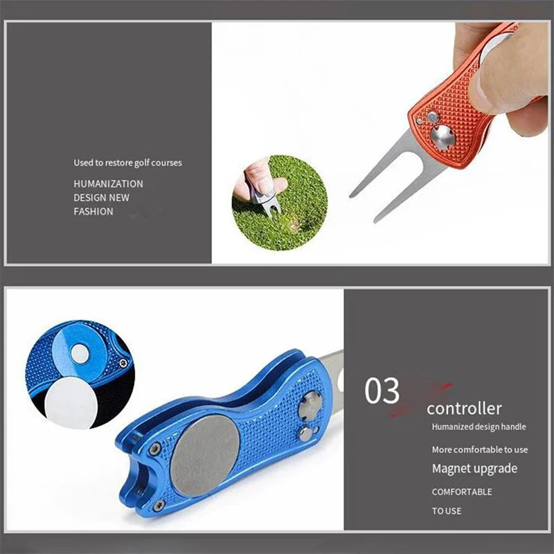 Golf Divot Repair Tool – Foldable All-in-One Green Repair Tool, 1-3 Pack