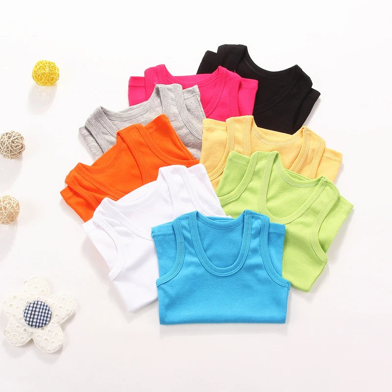 Kids Tank Top Vest – Cotton Sleeveless Undershirt Tees for Boys & Girls, 2-12Y