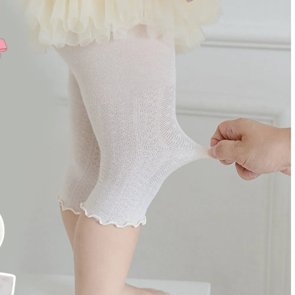 Girls Leggings – Breathable Mesh Cropped Pants, Thin Summer Baby Pants, 70-130cm