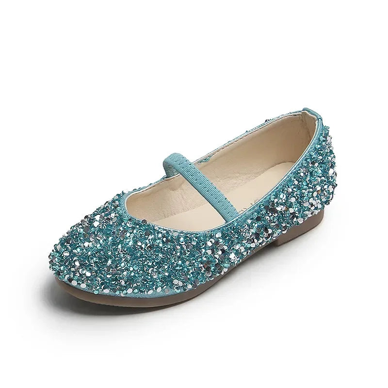 Girls Princess Dress Shoes – Bling Pointed Toe Leather Wedding Shoes, Sizes 21-35