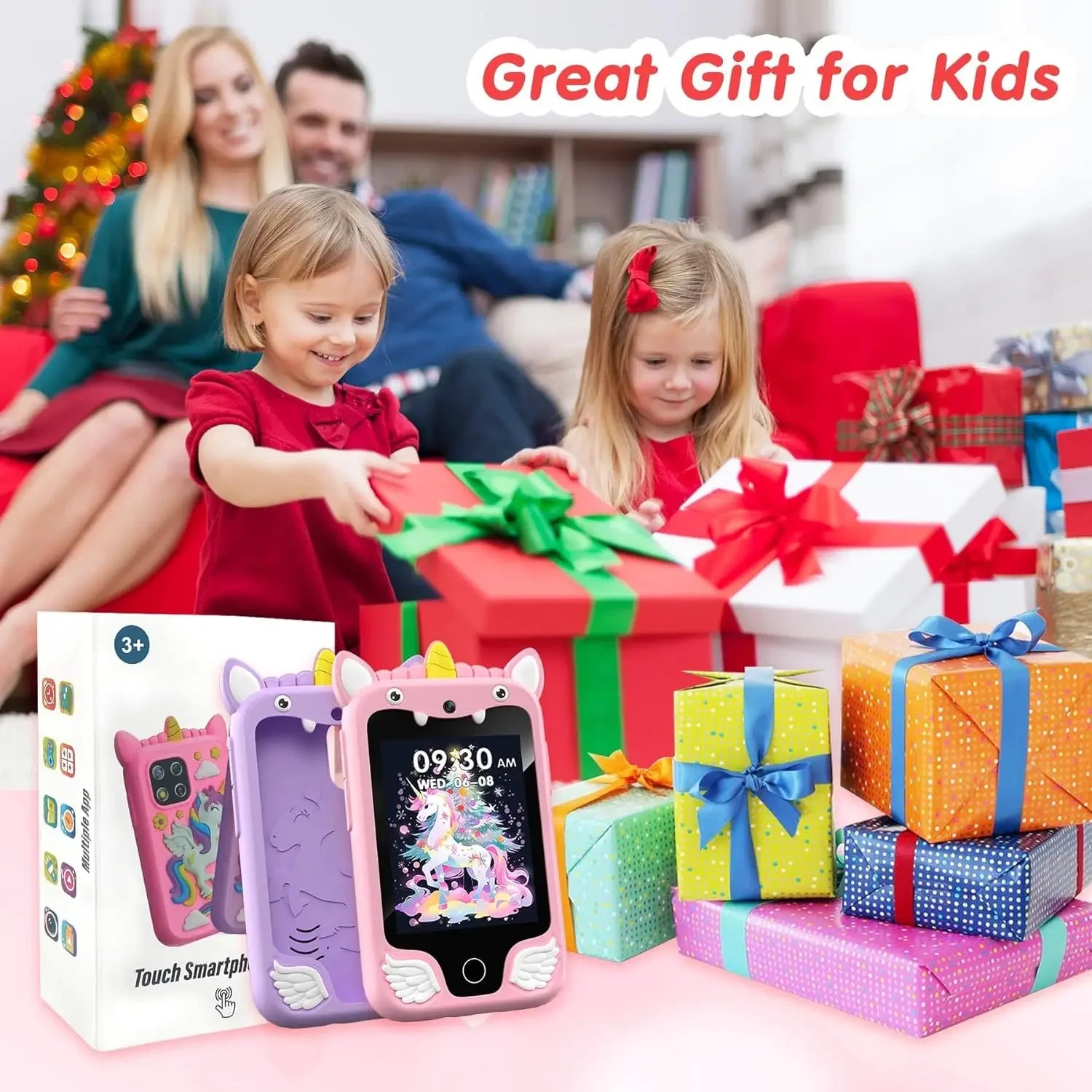Kids Smart Phone Camera Toy – Digital Play Camera for Toddlers, Green/Blue/Pink/Purple