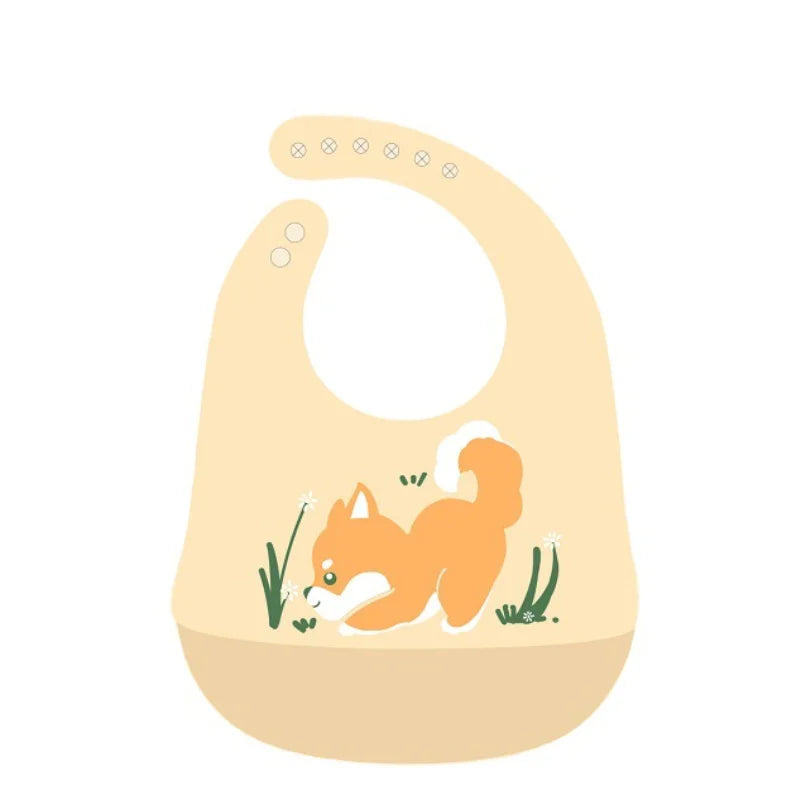Silicone Baby Bib – Waterproof Feeding Bib with Food Catcher, Animal Designs
