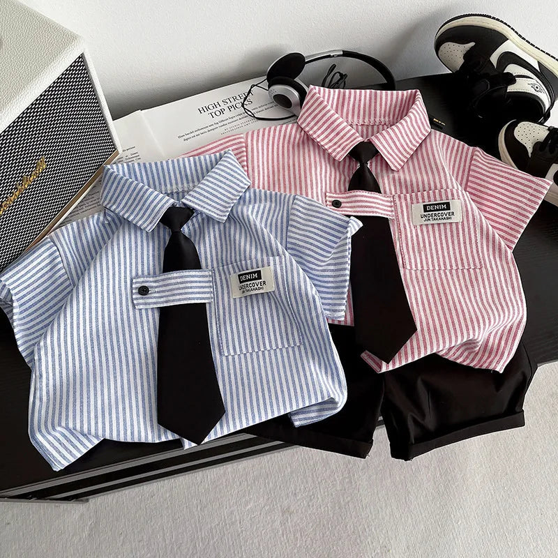 Baby Boys Summer Outfit Set – 2-Piece Shirt & Shorts Toddler Tracksuit