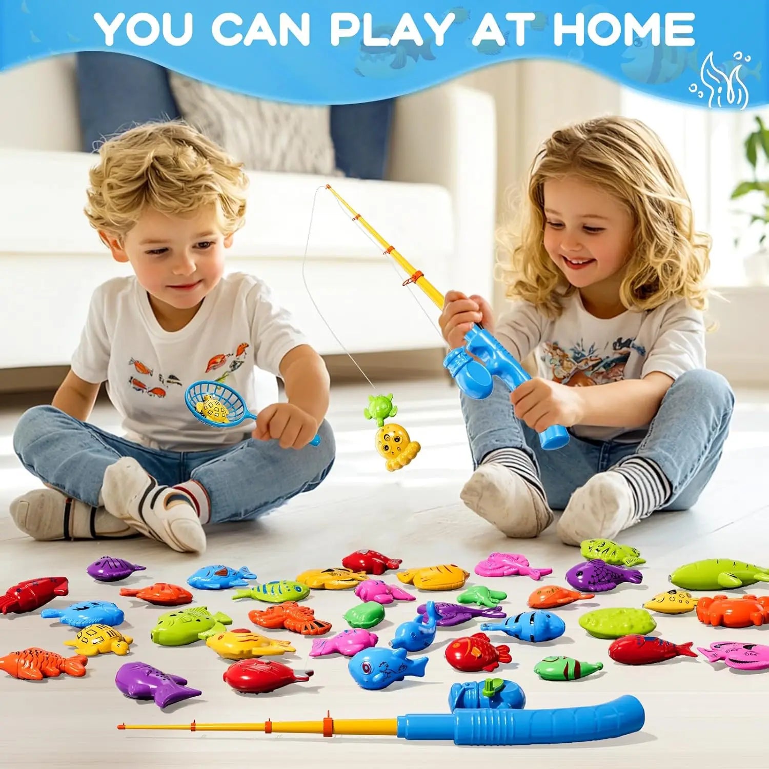 Magnetic Fishing Toy Set – Wooden Fishing Game for Kids, Single/Double Pack