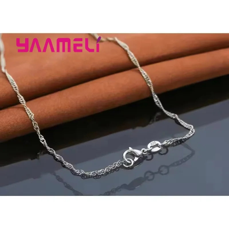 Jewellery Set Women's – 925 Sterling Silver Colour Pendant Necklace & Hoop Earrings