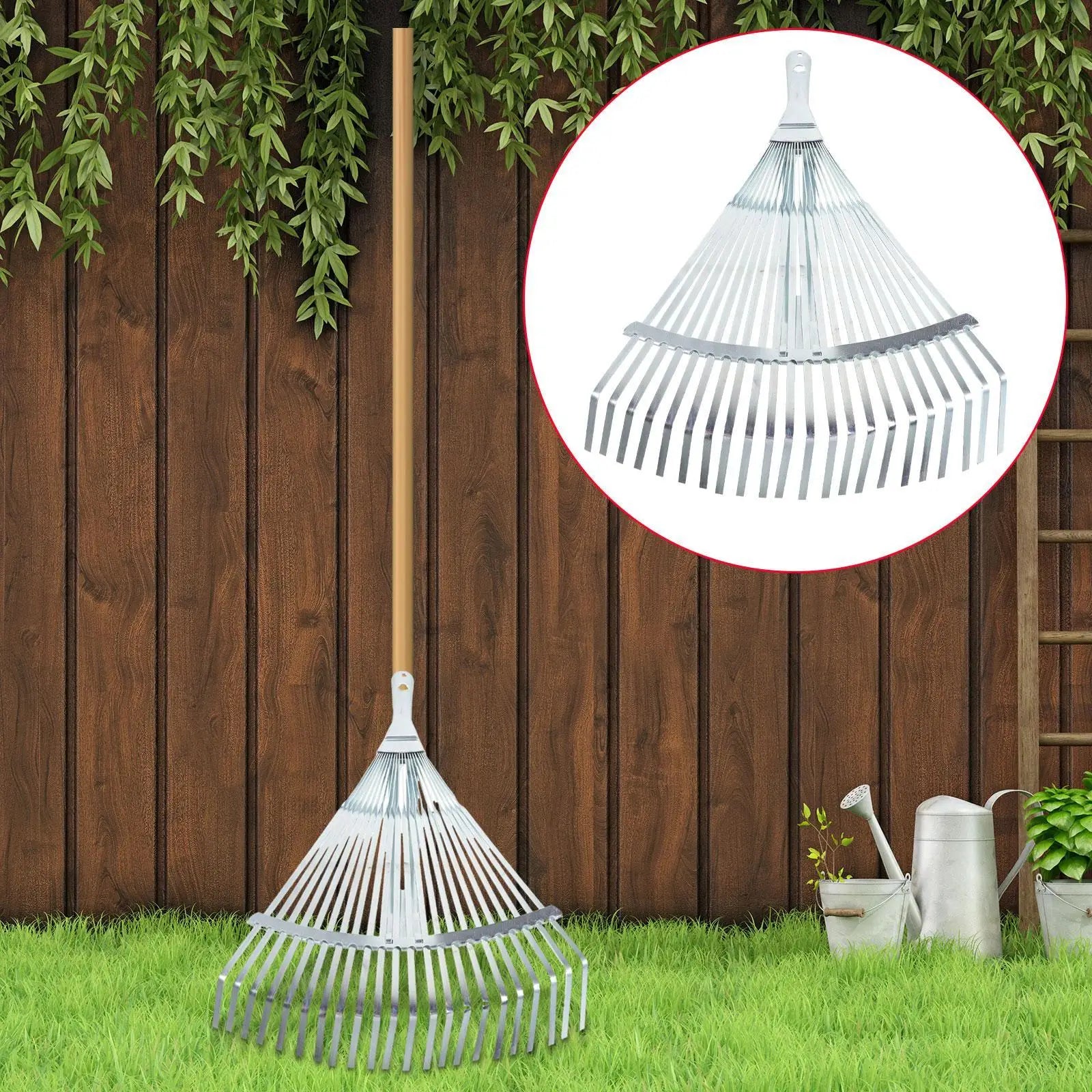 Garden Leaf Rake – Telescopic Metal Rake, 29-46cm Expandable for Flower Beds & Lawns
