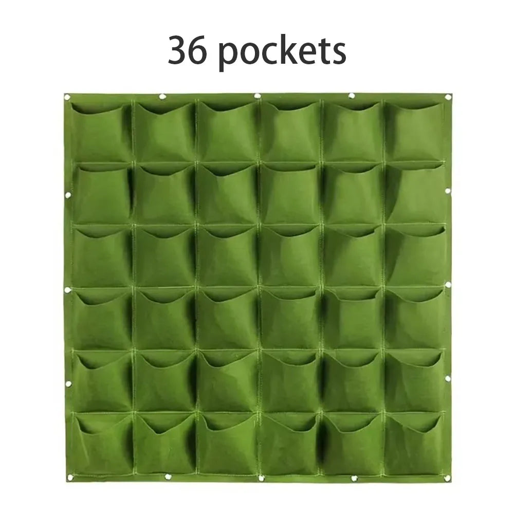 Vertical Garden Planter – Wall-Mounted Hanging Grow Bag, 9/12/25/36 Pockets, Green/Black