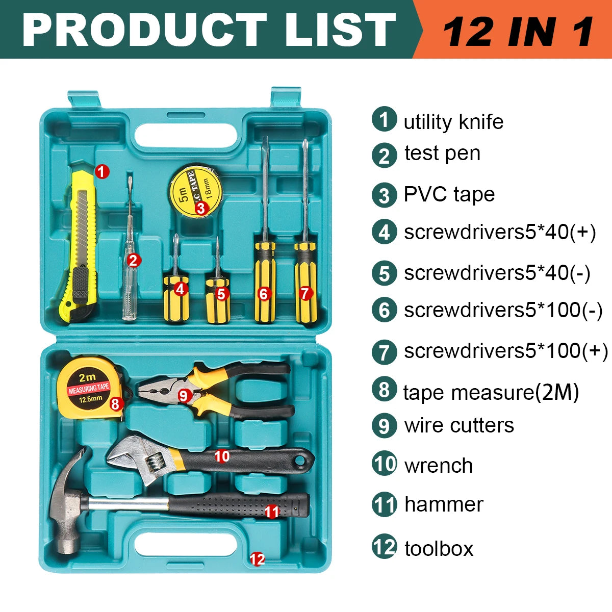 Household Tool Kit with Case – 8 to 13-Piece Home Repair Hand Tool Set