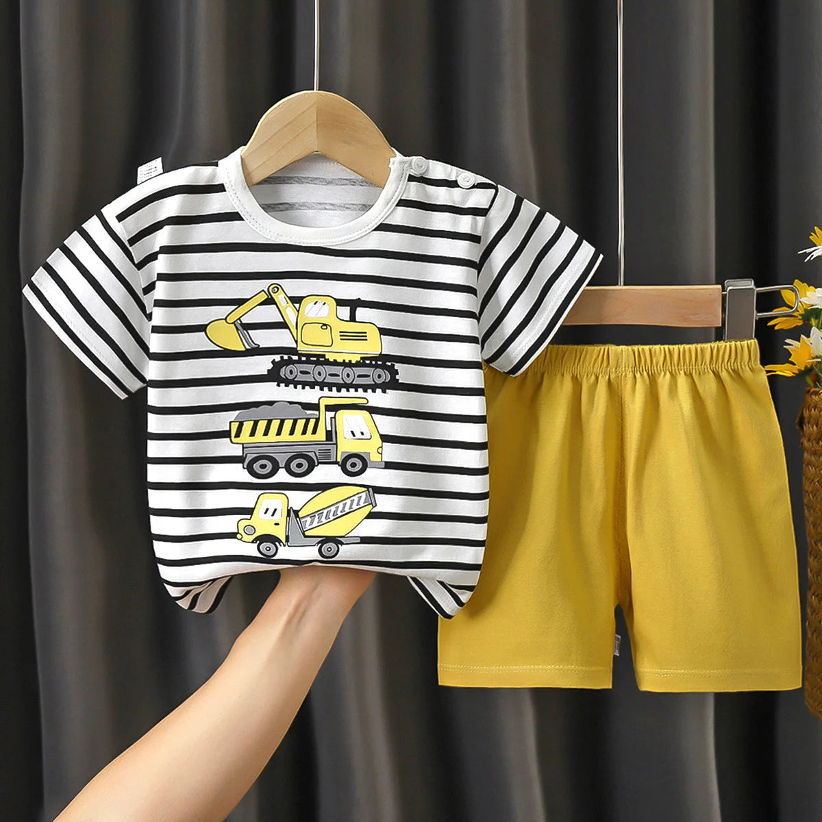 Kids Clothing Set – 2-Piece 100% Cotton Top & Shorts Summer Outfit, 12M-7T