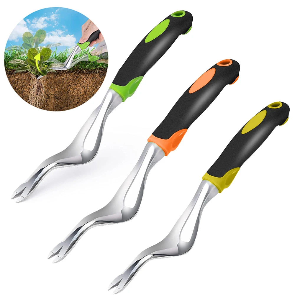 Hand Weeder Tool – Ergonomic Weed Puller Digger for Garden Weeding, Green/Orange/Yellow