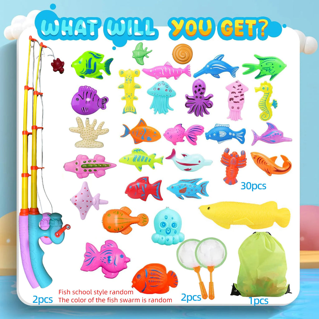 Magnetic Fishing Toy Set – Wooden Fishing Game for Kids, Single/Double Pack
