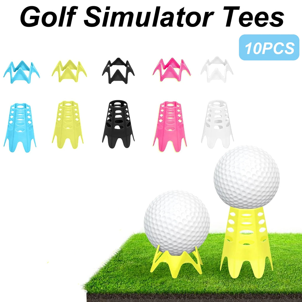 Golf Simulator Tees – Rubber Practice Tees for Hitting Mats, 10-Piece Set