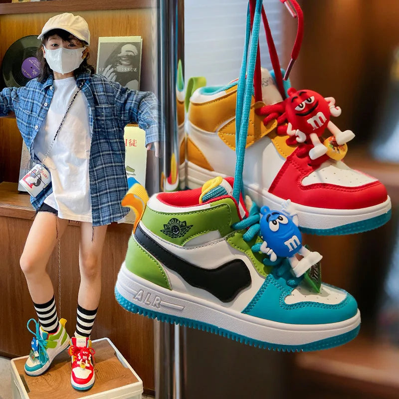 Kids Sneakers – Boys & Girls Sports Basketball Board Shoes, Low & High Top