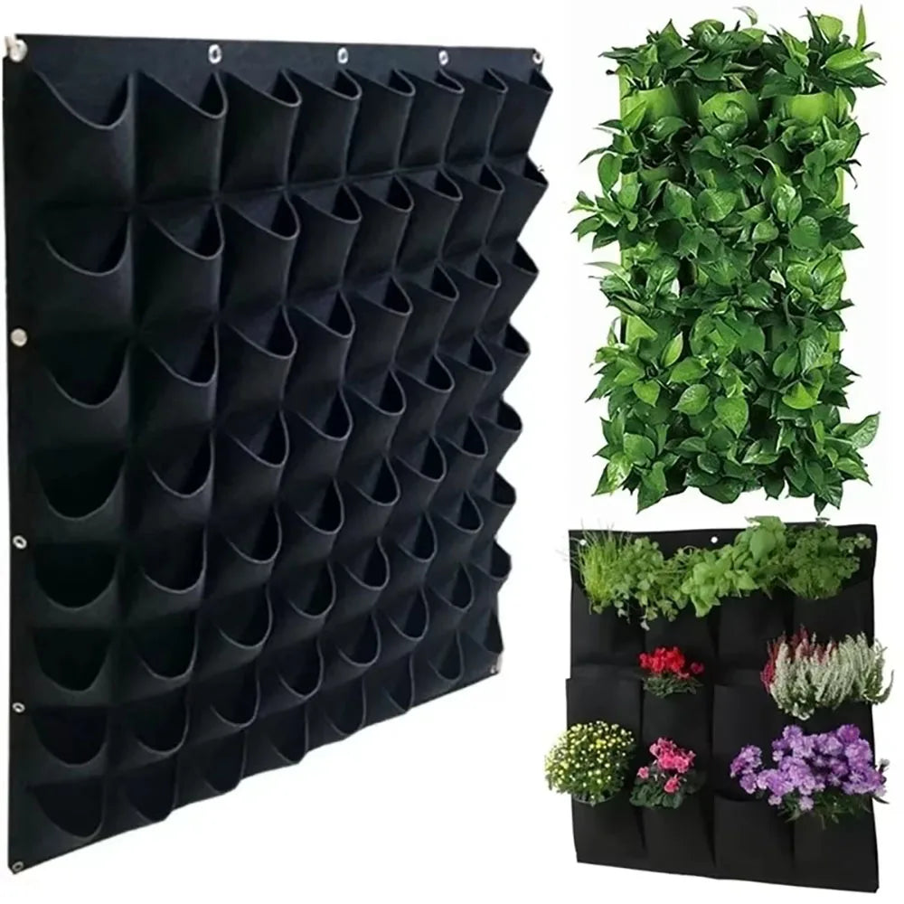 Vertical Garden Planter – Wall-Mounted Hanging Grow Bag, 9/12/25/36 Pockets, Green/Black