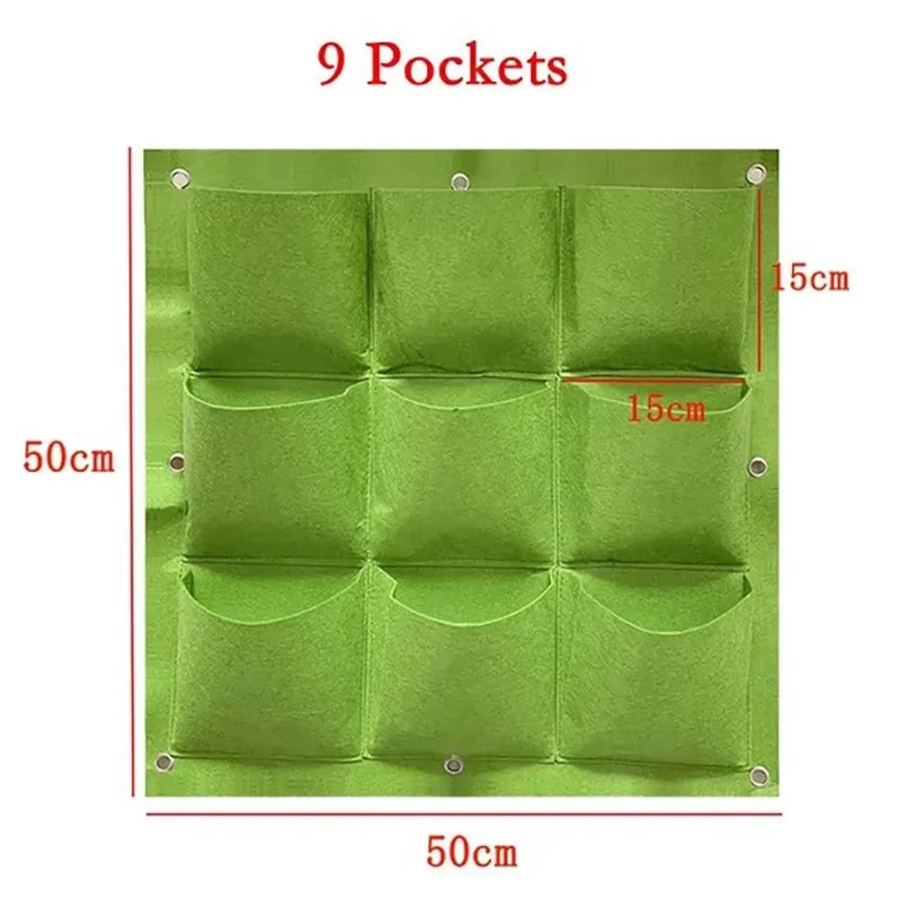 Vertical Garden Planter – Wall-Mounted Hanging Grow Bag, 9/12/25/36 Pockets, Green/Black