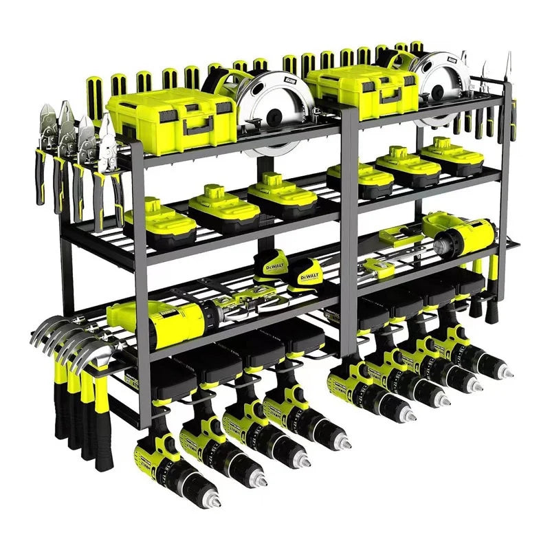 Wall-Mounted Tool Rack – Power Drill Organizer Storage Shelf for Garage & Workshop