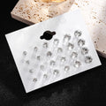 Crystal Stud Earrings – 12-Pack White Wedding Studs Set for Women & Men