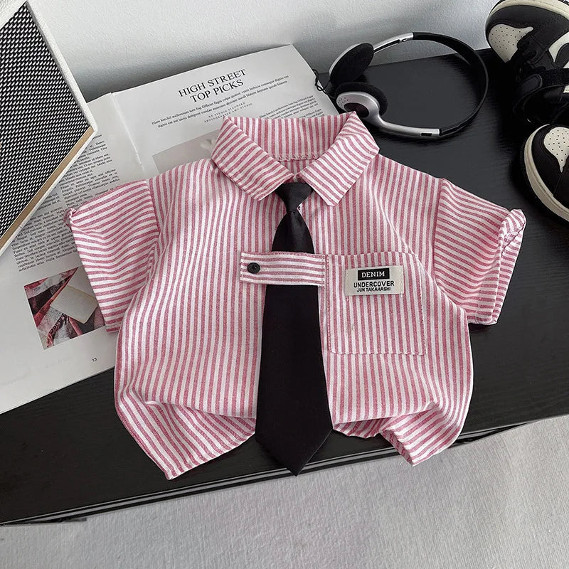 Baby Boys Summer Outfit Set – 2-Piece Shirt & Shorts Toddler Tracksuit
