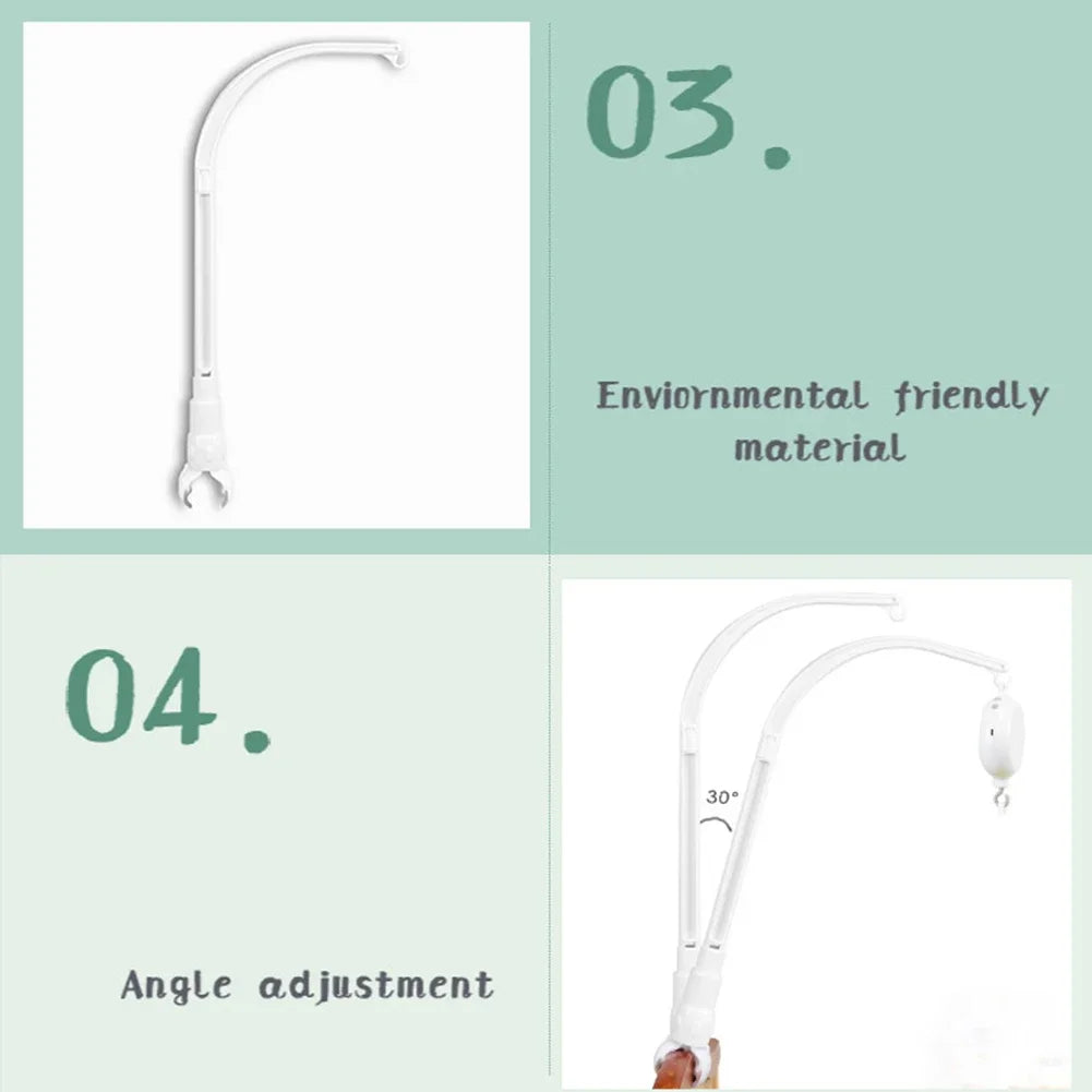 Baby Crib Mobile Arm – Hanging Rattle Toy Holder Bracket, Rotating Clip for Cot