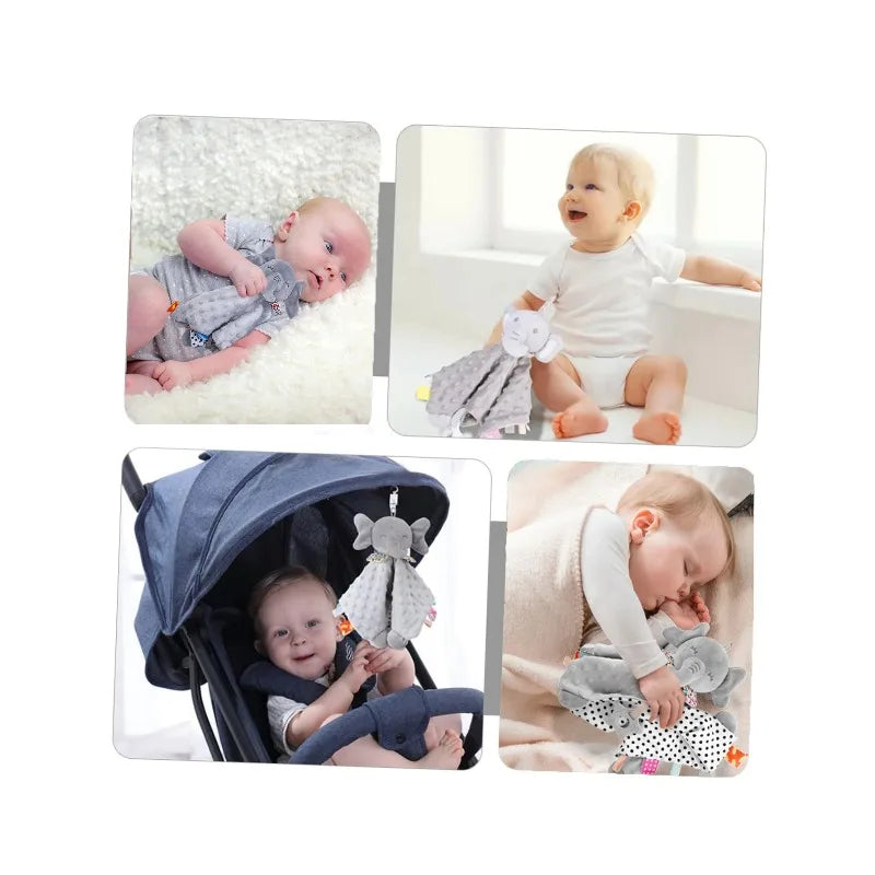 Baby Comforter Blanket – Elephant Soft Soothing Security Towel with Rattle Toy
