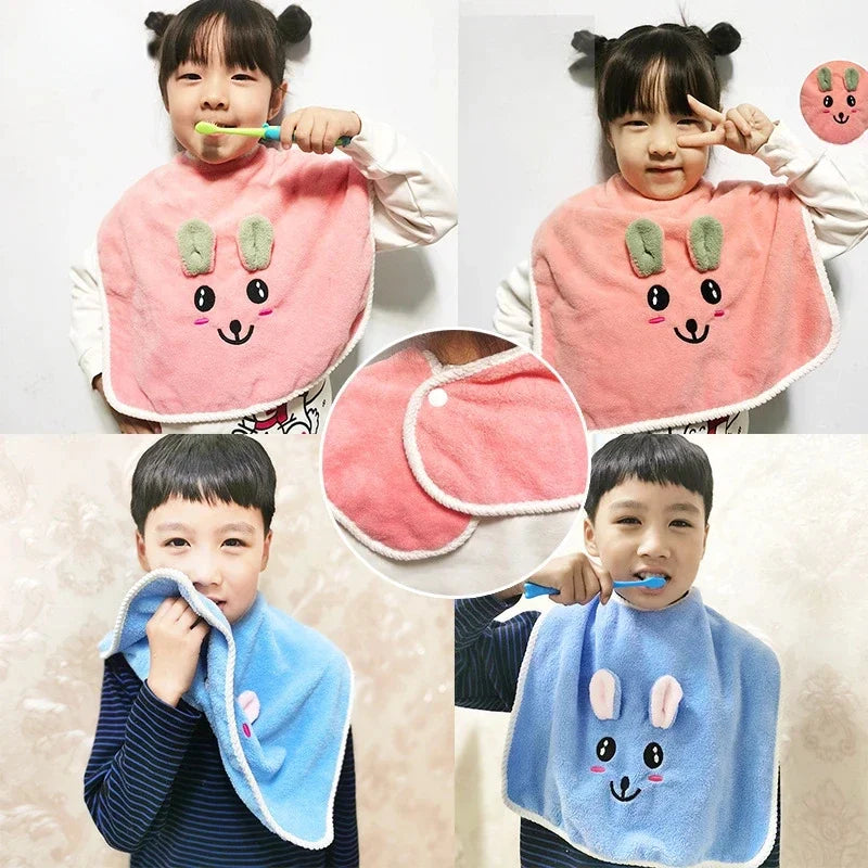 Kids Face & Bib Towel Set – Soft Baby Washcloth Feeding Towels, Pink/Blue